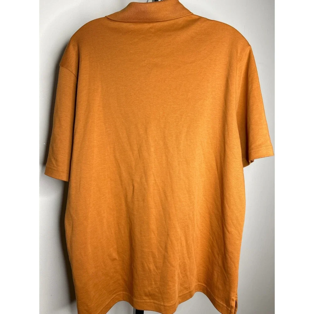 Lands End Mens Traditional Fit Orange‎ Short Sleeve Polo Shirt Size M